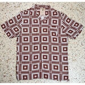 OAS The Cuba Shirt Men's Geometric Pattern Short Sleeve Shirt Size Large